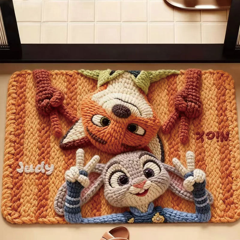 Cartoon-Themed Plush Bathroom Mat