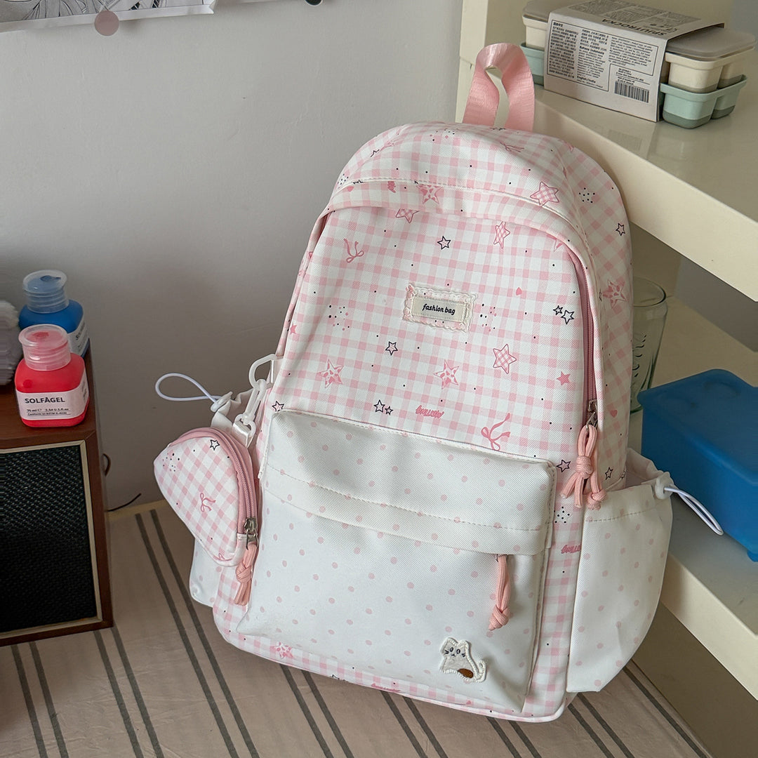 Stylish Checks Print Casual Backpack Kalsten