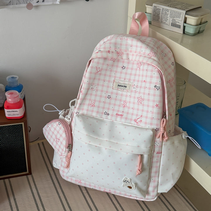 Stylish Checks Print Casual Backpack Kalsten