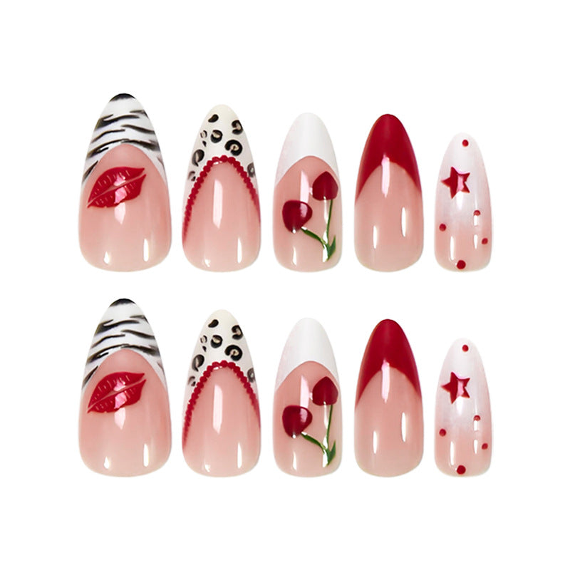 Artificial nail set with creative star and flower motifs Kalsten