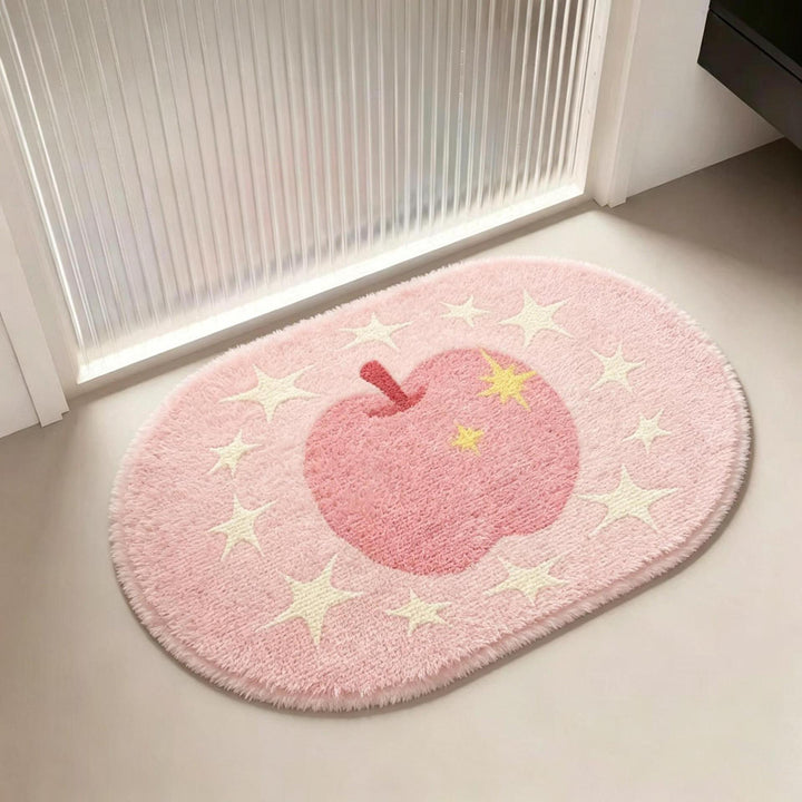 Decorative Apple Themed Bath Mat for Home