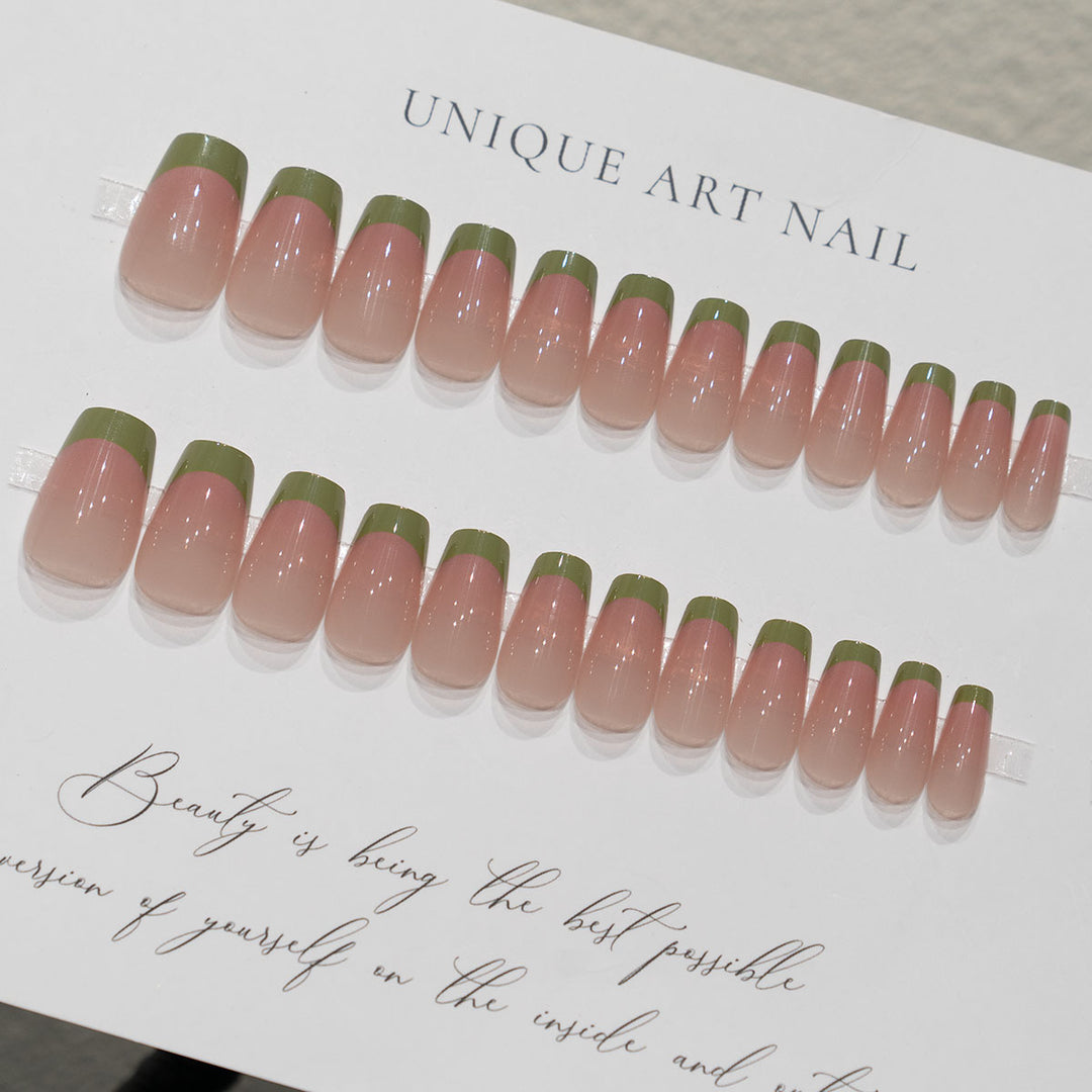 Natural French Tip Acrylic Nail Set