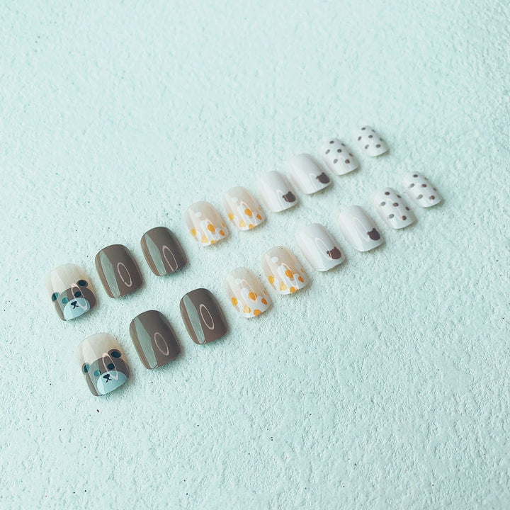 Cute Bear-Themed Nail Art