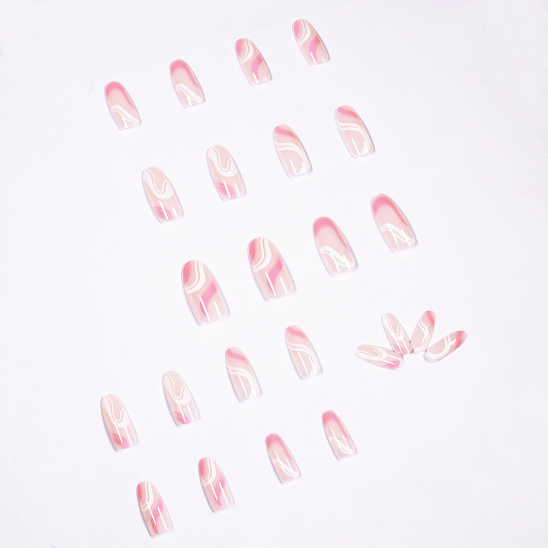 Artistic Nail Extensions with Modern Wave Pattern Kalsten