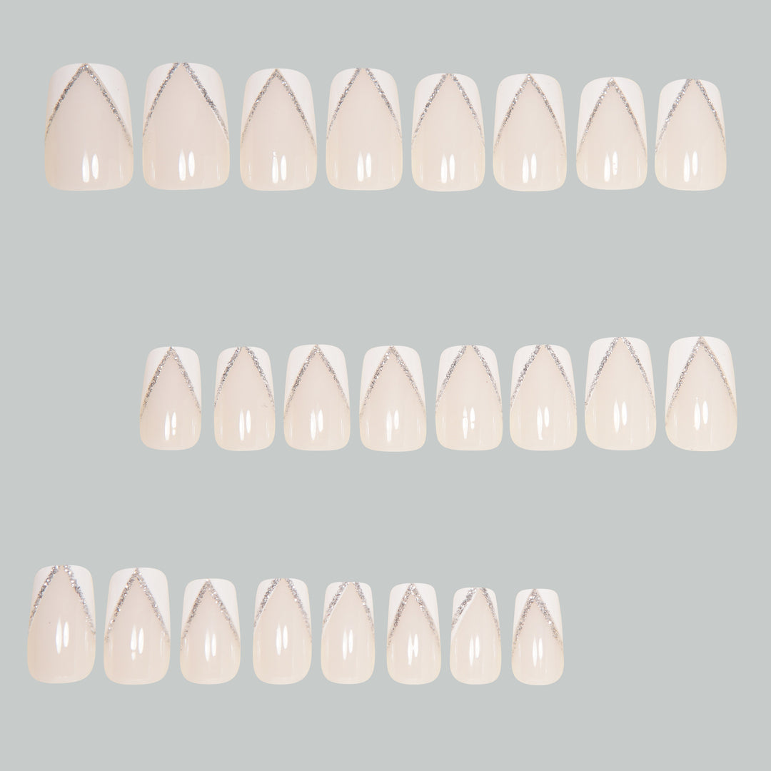 Elegant Press-On Nail Art Tips with Rhinestone Accents Kalsten
