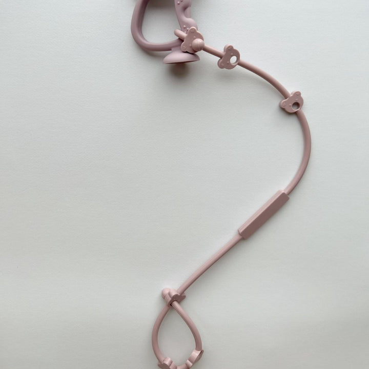Silicone Beaded Pacifier Lanyard with Bear Teether and Quick-Release Safety Clip
