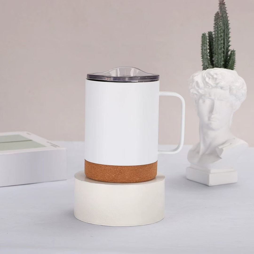 Ladies elegant coffee mug with cork bottom and transparent lid Kalsten