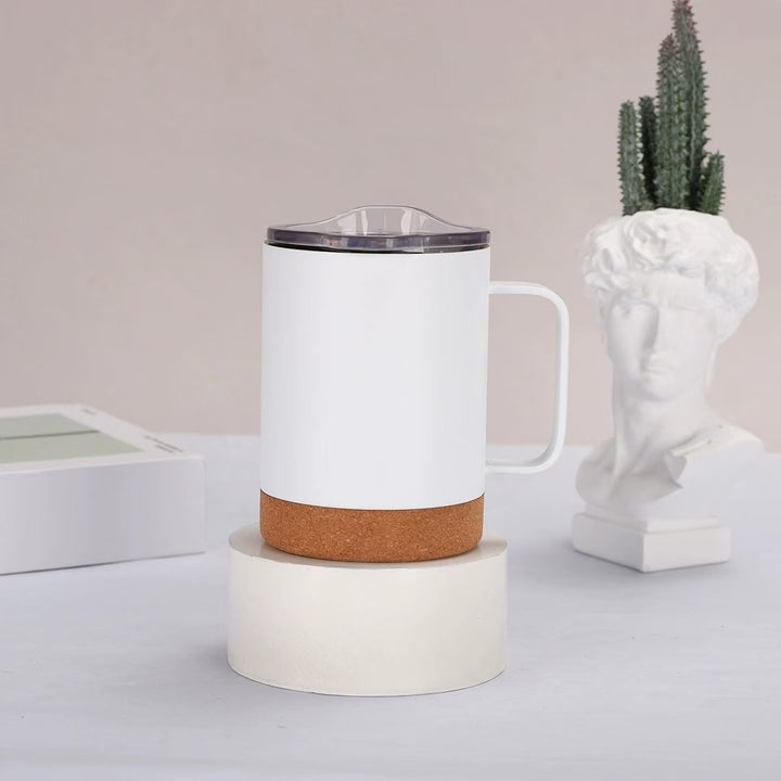 Ladies elegant coffee mug with cork bottom and transparent lid Kalsten