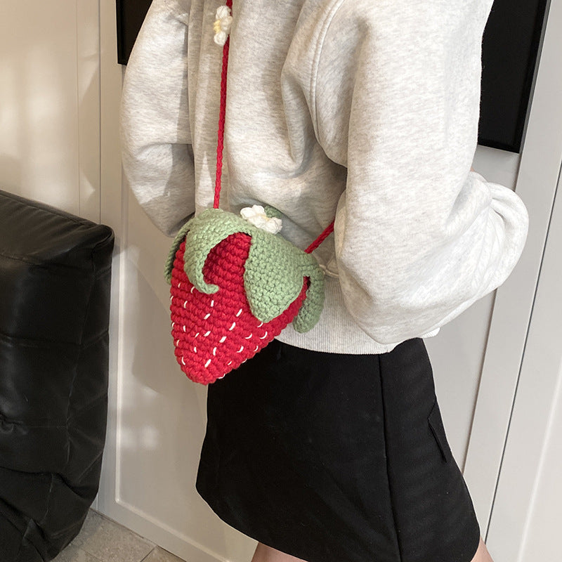 Fun Strawberry-Themed Crochet Mini Shoulder Bag