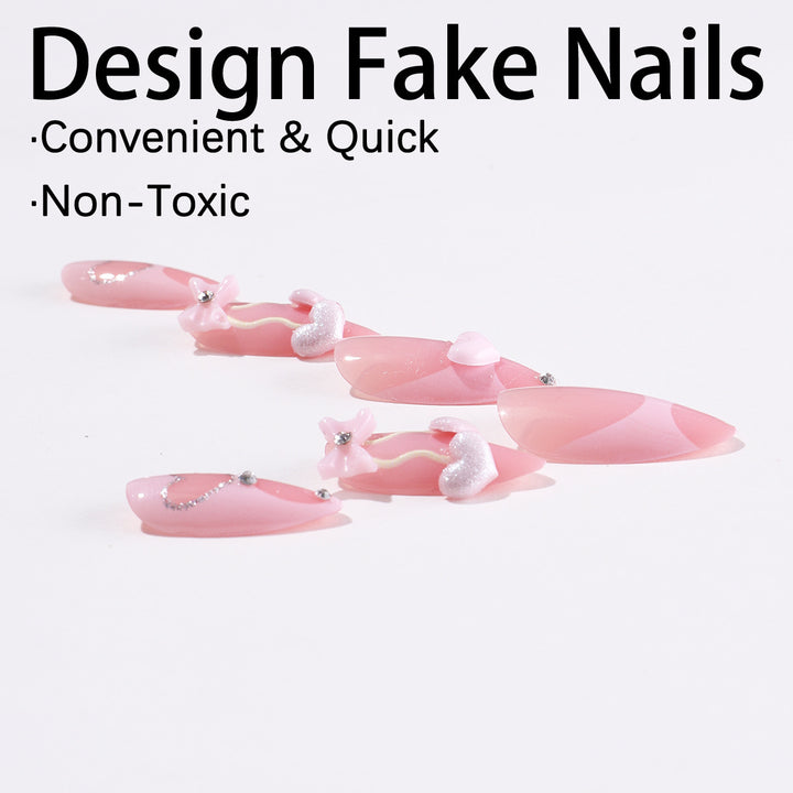 Artificial nail set with playful heart and lip motifs Kalsten