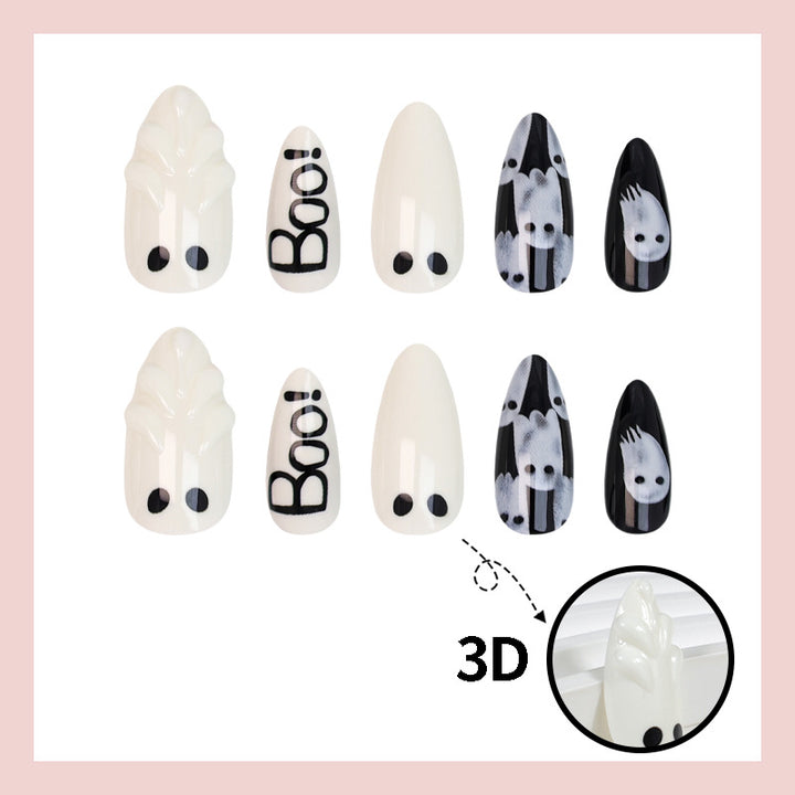 Nail art set with creative ghost designs Kalsten
