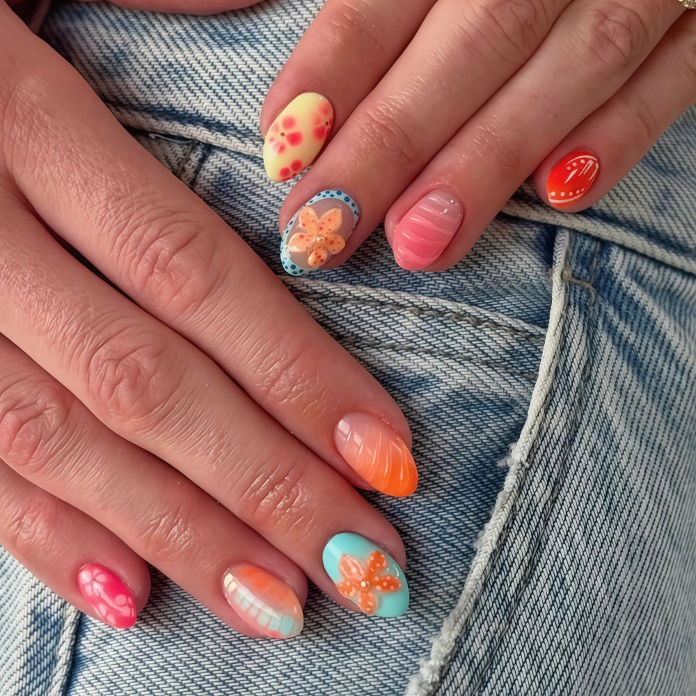 Creative floral design acrylic nails Kalsten