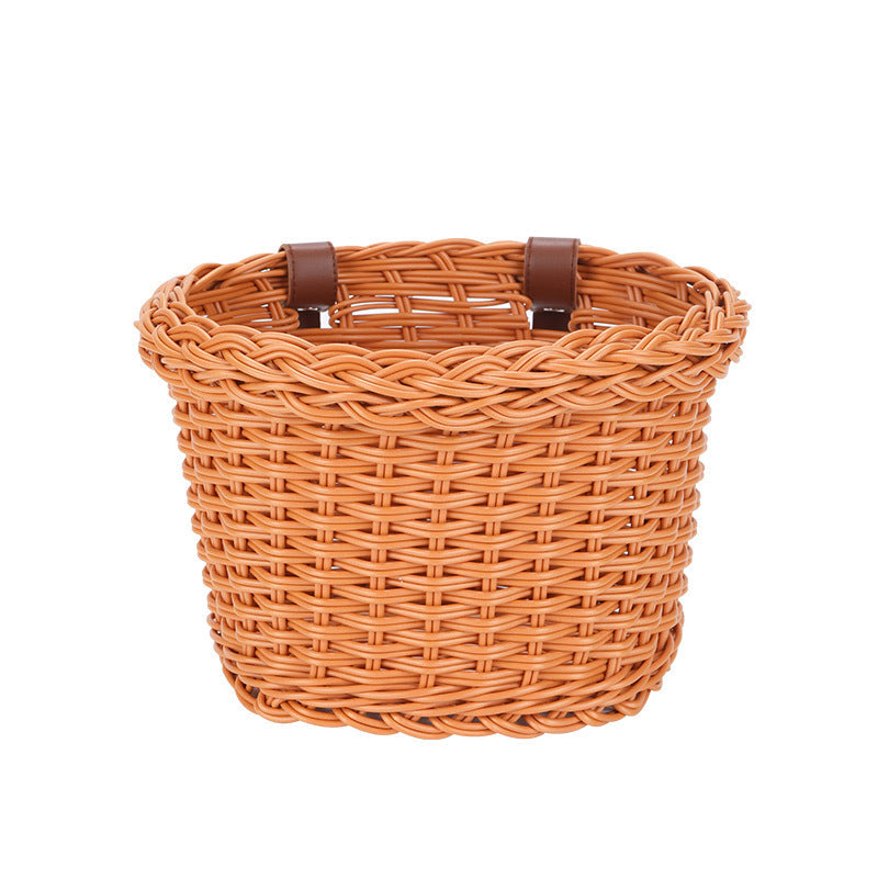 Woven Storage Basket with Vegan Leather Handles Kalsten