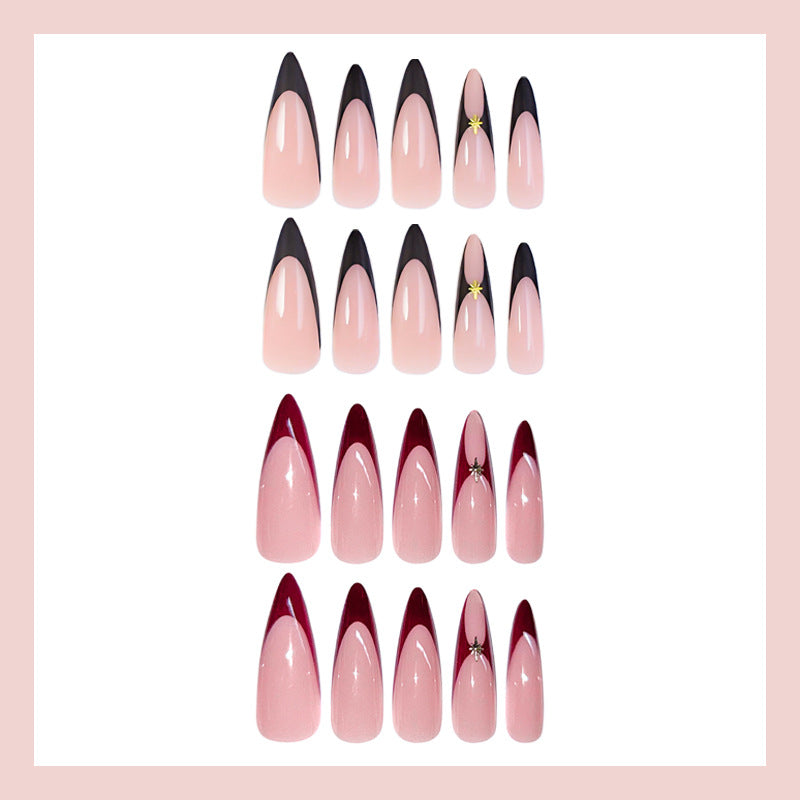 Acrylic nail set with elegant French tip and decorative accents Kalsten