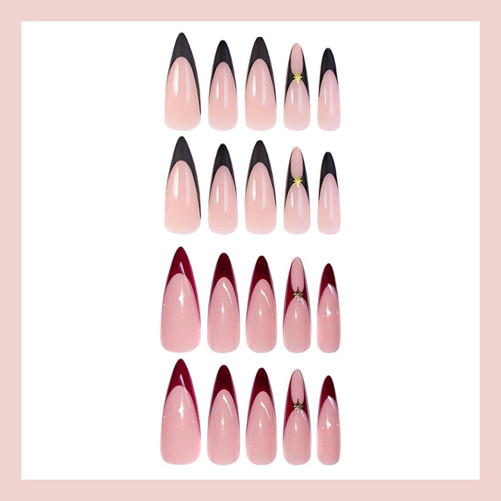 Acrylic nail set with elegant French tip and decorative accents Kalsten