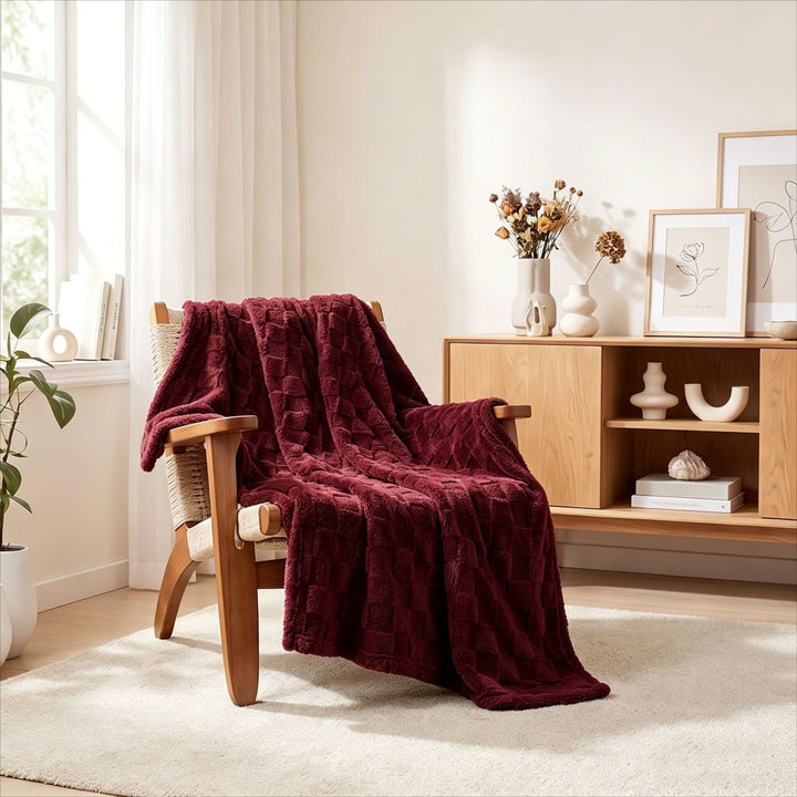 Textured Plush Home Throw Blanket