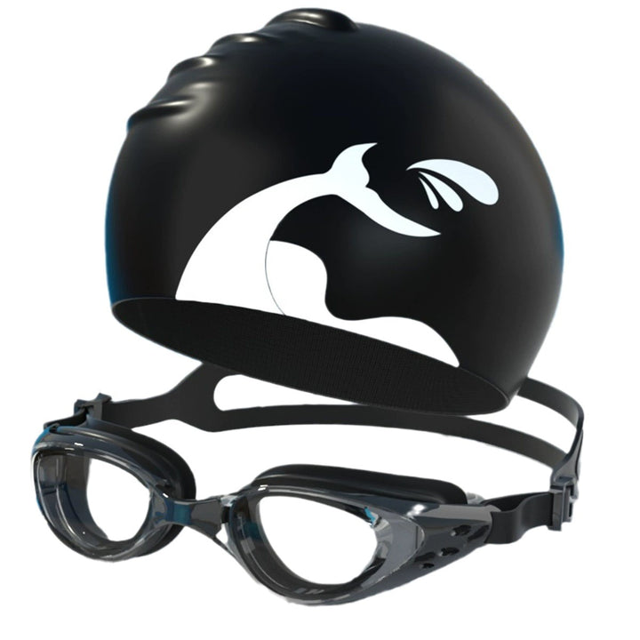 Swimming set with ergonomic swimming goggles and silicone cap Kalsten
