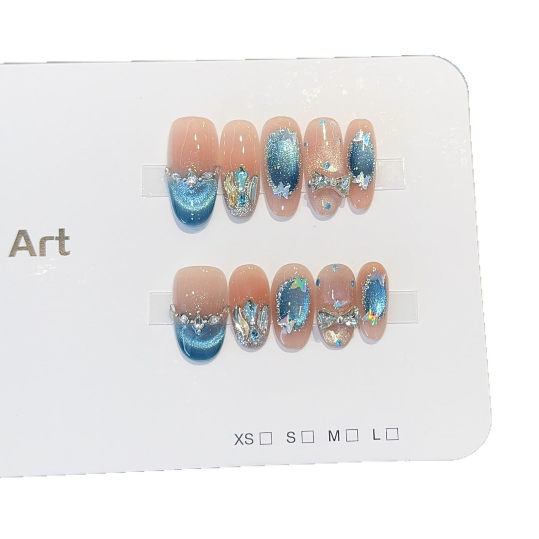 Artificial nail tips with glitter and watercolor effect Kalsten