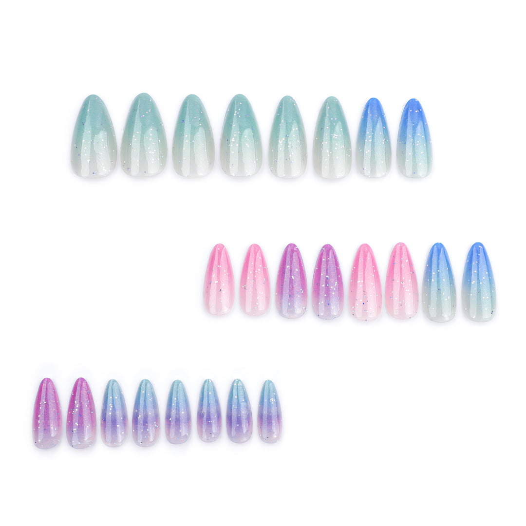 Artful Nail Extensions with Glitter Gradients Kalsten