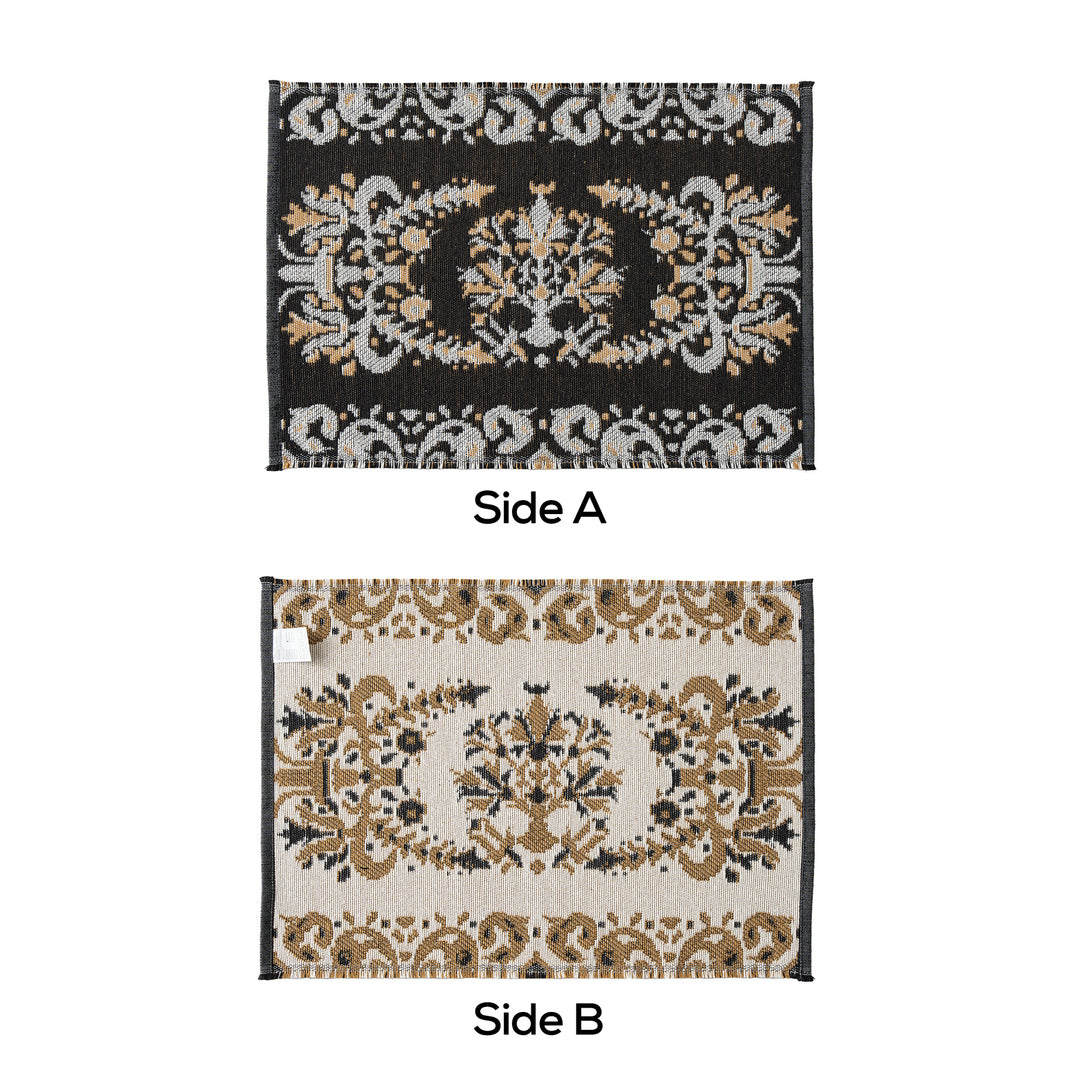 Reversible jacquard scarf with ornamental weave structure