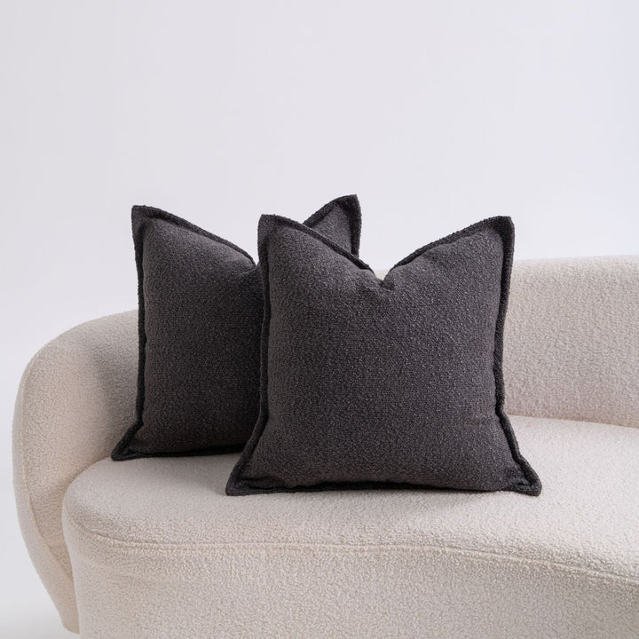 Premium Bouclé Square Cushion Pair with Sculpted Seams and Hidden Zip