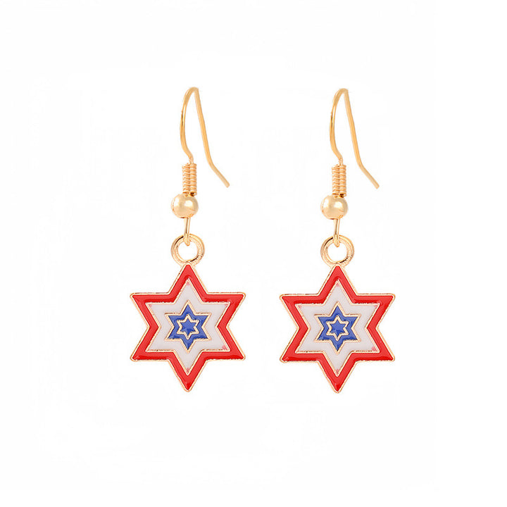 Women's nan patriotic horseshoe enamel dangle earrings with star-accented design and fishhook findings Kalsten