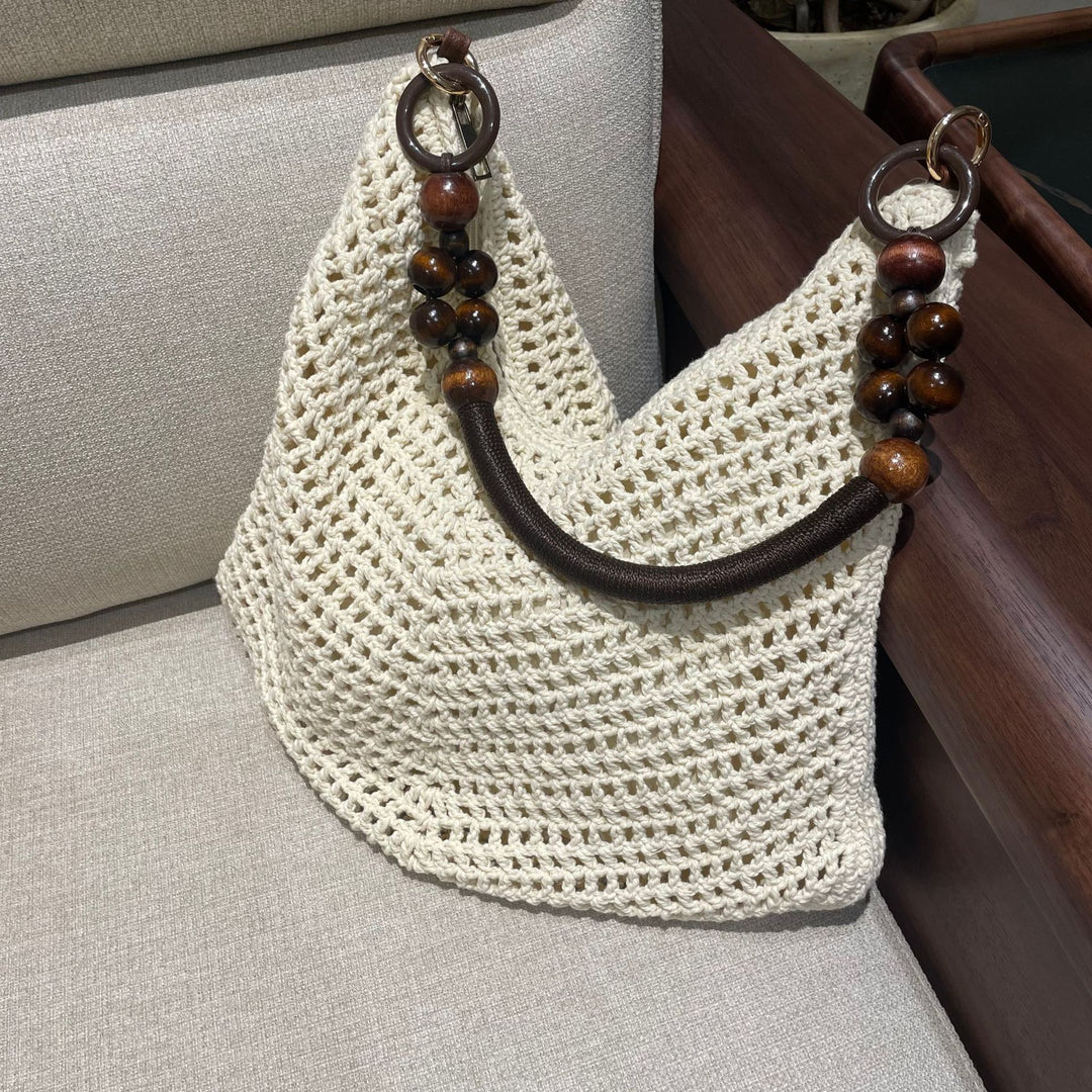 Hand-knotted bag with wooden handles Kalsten