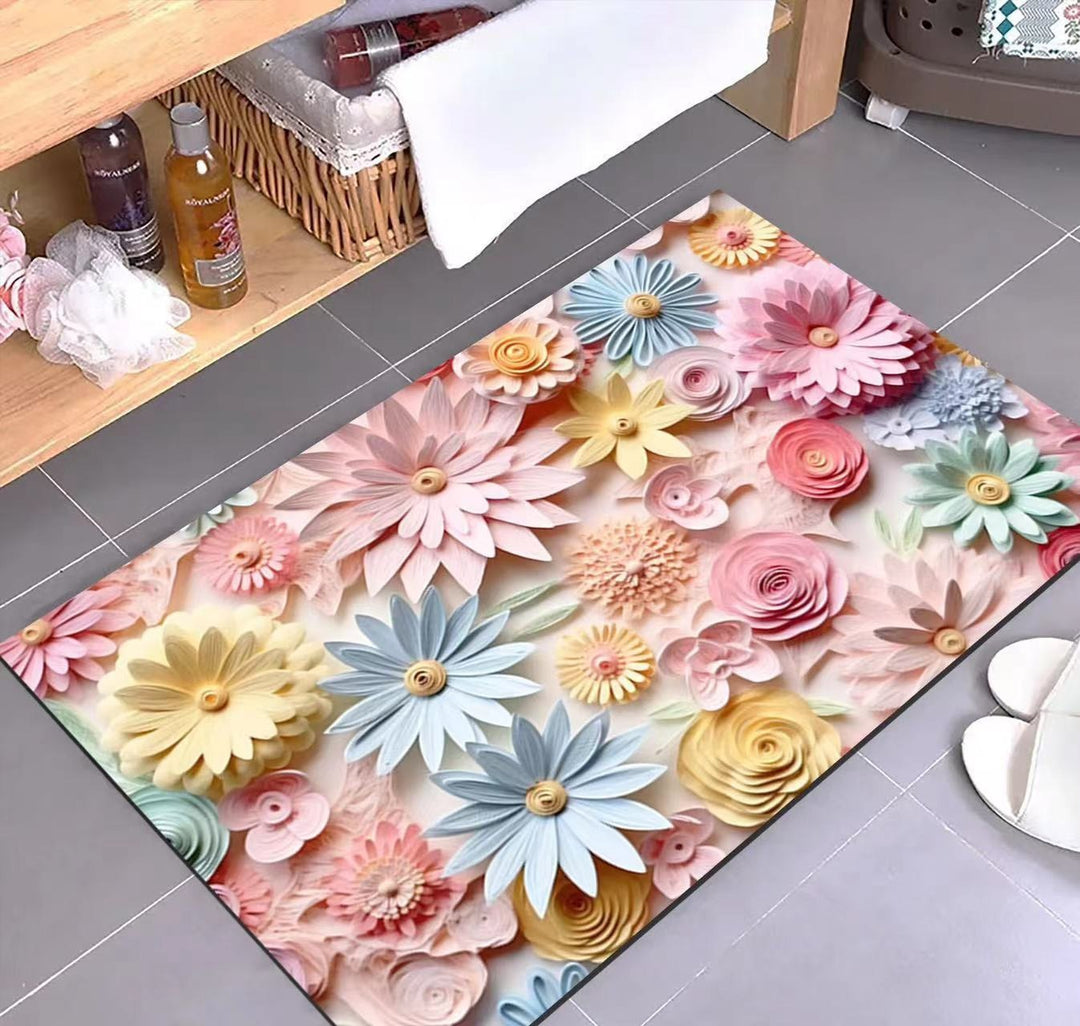 Luxurious Floral Design Bath Mat
