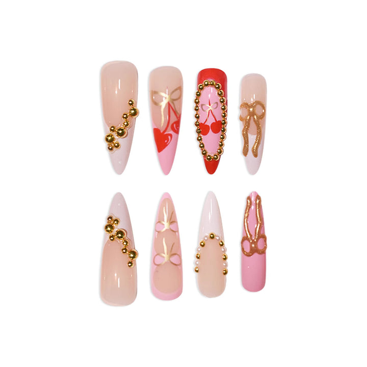 Elegant Gold-Embellished Nail Extensions Kalsten