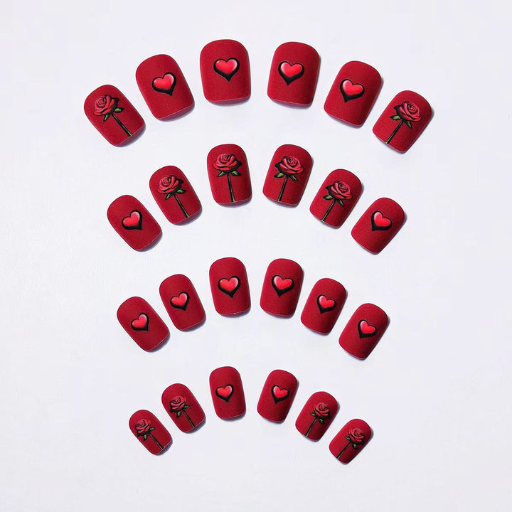 Romantic Floral and Heart Nail Art Kalsten