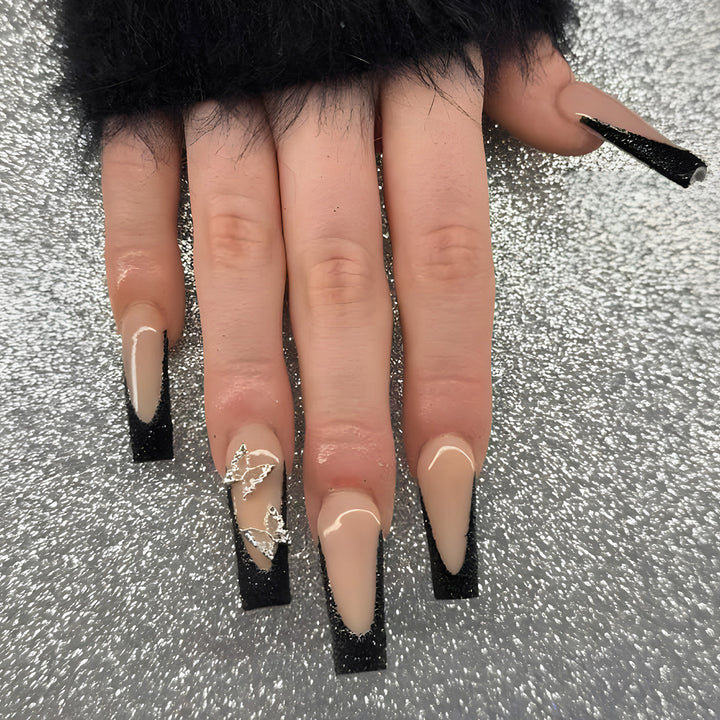 Elegant Butterfly Design Long Stiletto Nail Extensions Kalsten