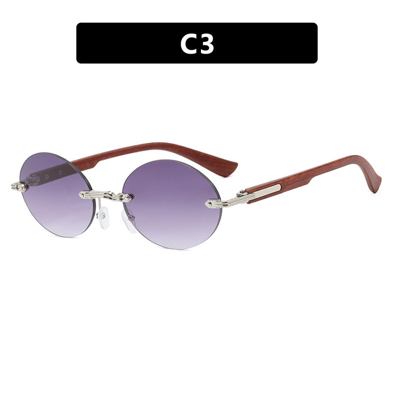 Women's round sunglasses with elegant wooden frame and UV protection Kalsten