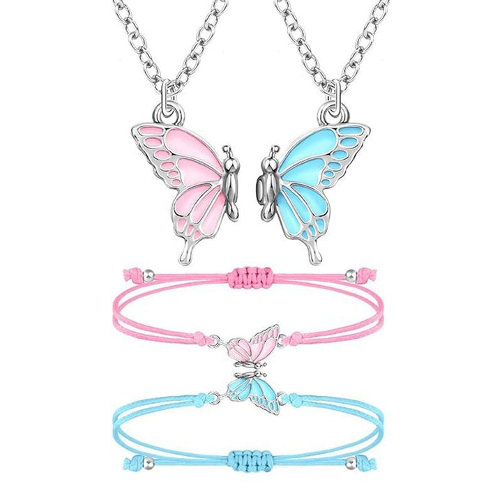 Butterfly Charm Necklace and Bracelet Set Kalsten