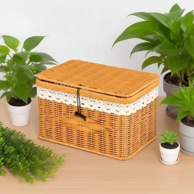 Women's braided basket with lid and lace top Kalsten