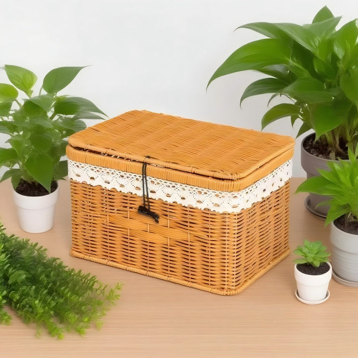 Women's braided basket with lid and lace top Kalsten