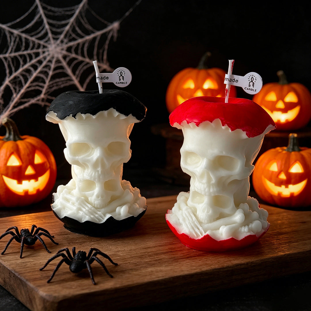 Skull-Themed Decorative Candle