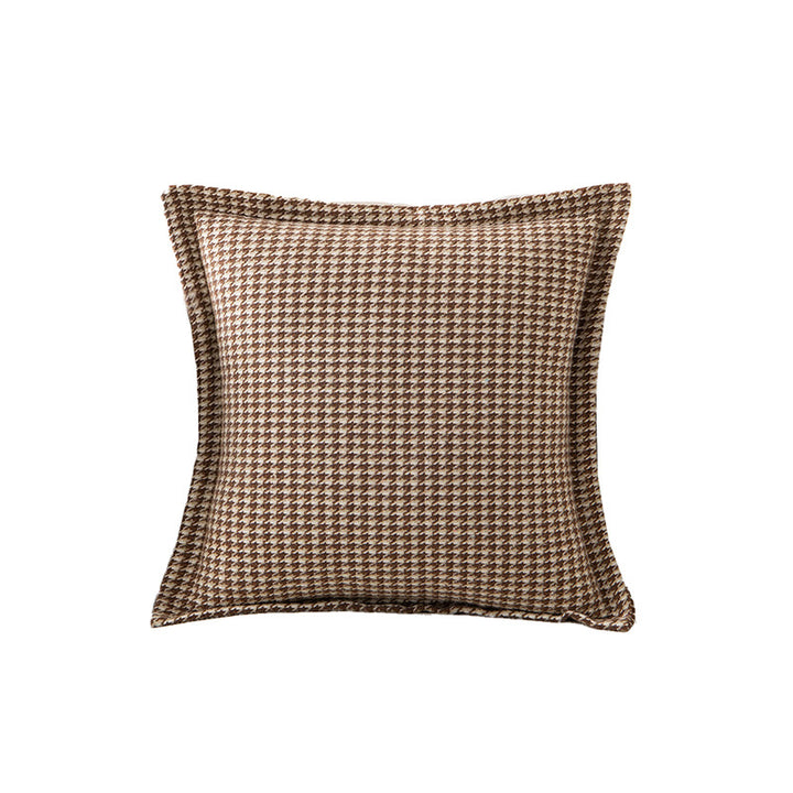 Decorative Houndstooth Textured Throw Pillow Cover with Piped Edge