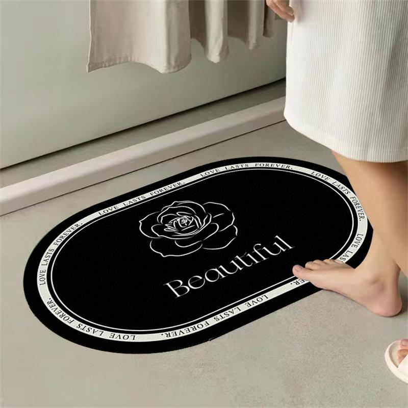 Oval Floral Design Area Mat