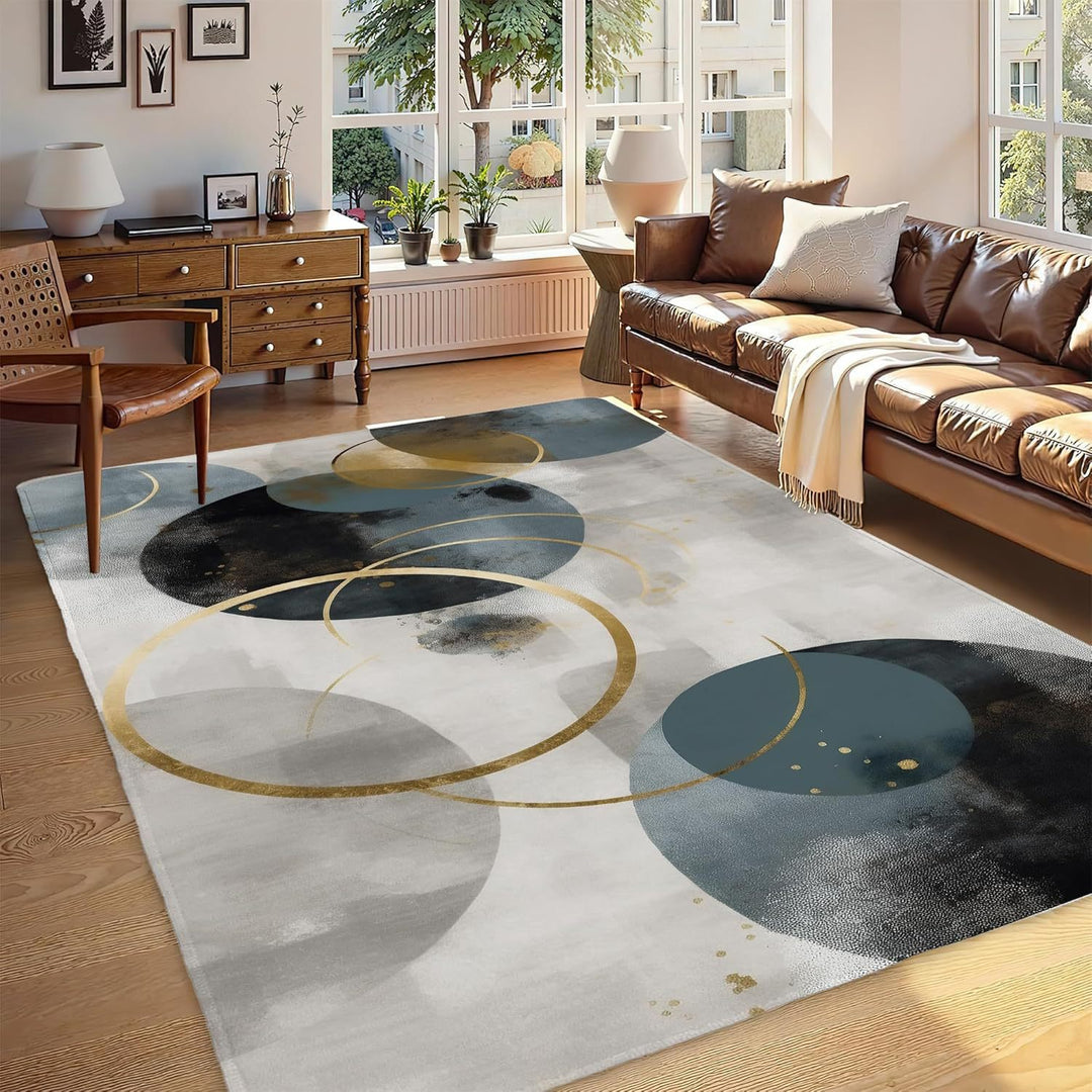 Abstract Leaf Print Area Rug