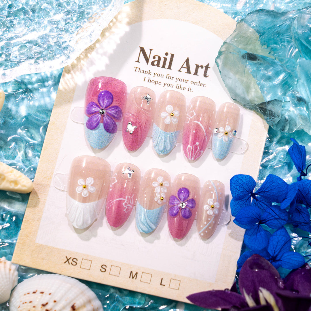 Decorative Floral Press-On Nail Set Kalsten