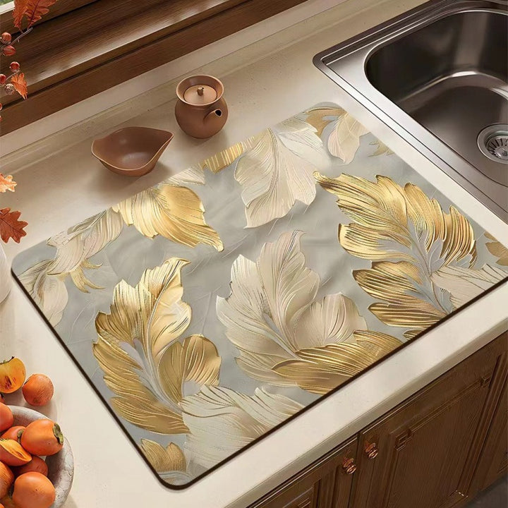 Modern Leaf-Pattern Kitchen Mat