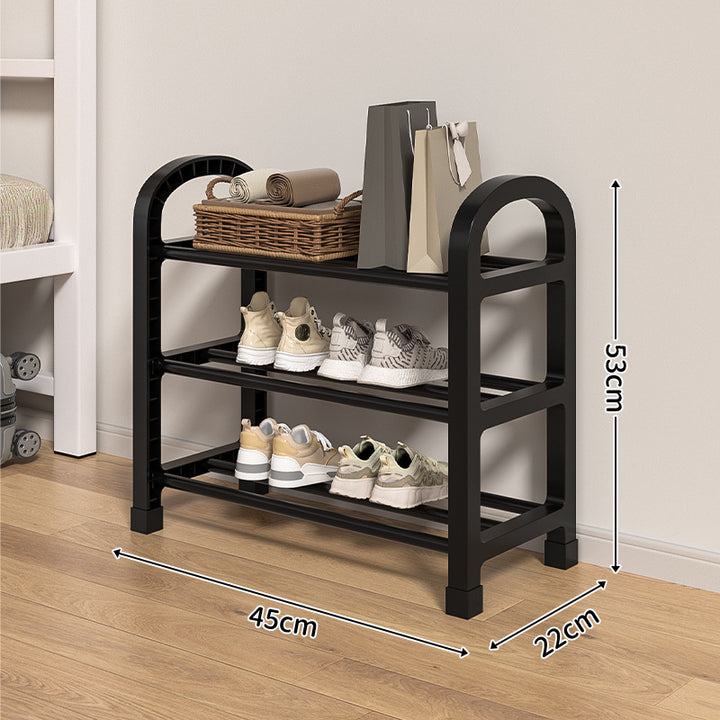 Multi-Tier Narrow Shoe Storage Rack With Arched Side Frame And Slim Footprint