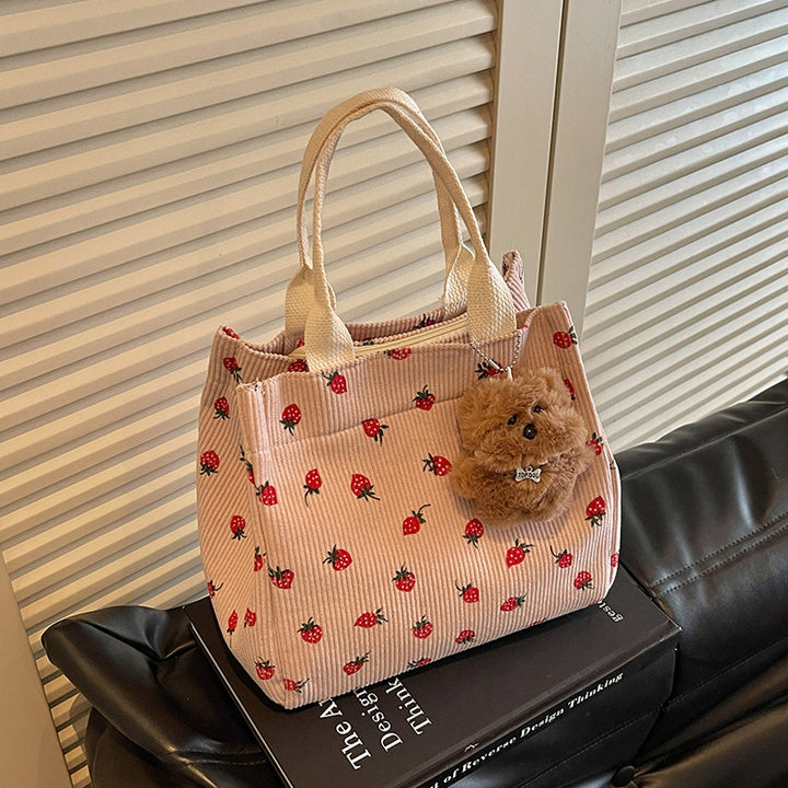 Cute Strawberry Print Fabric Tote Bag