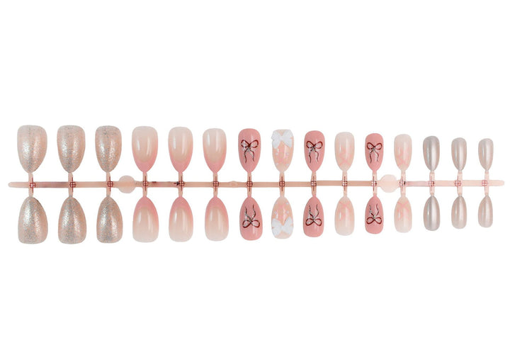 Artificial nail set with romantic bow and flower decorations Kalsten