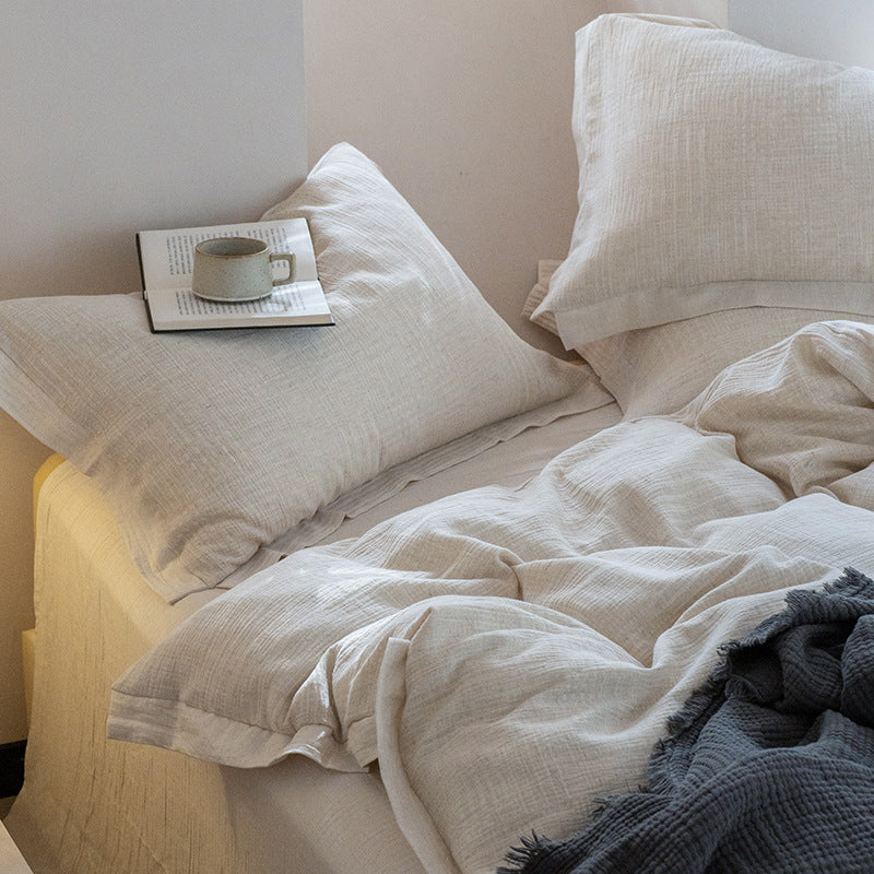 Duvet cover set made of cotton-linen blend with natural linen texture and extra-soft feel