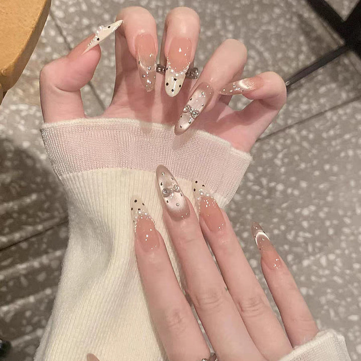 Crystal-Adorned Elegant Stiletto Nail Tips