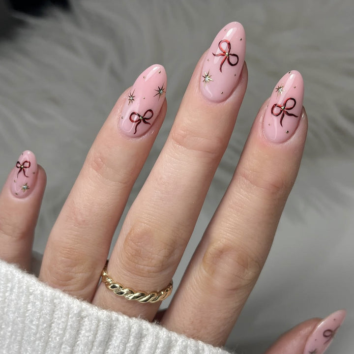 Stiletto Nail Art Extensions with Bow Accents Kalsten