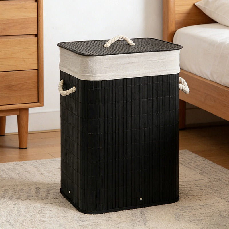 High-quality bamboo laundry container with lid Kalsten