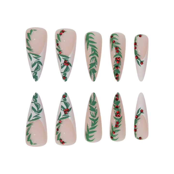 Premium Stiletto Press-On Nails with Holiday-Themed Design Kalsten