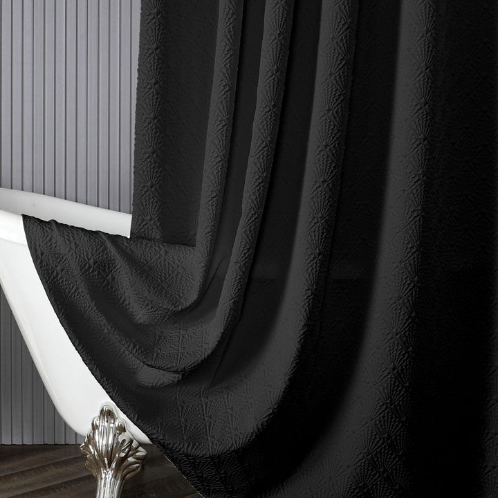Textured Leaf Motif Shower Curtain Kalsten